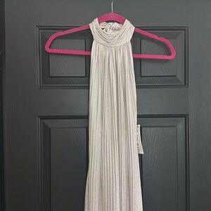 NWT Aidan Mattox Foiled Knit Halter Dress